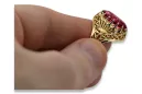 Rubinrot 14 Karat Gelbgold Ring Vintage Stil vrc020y