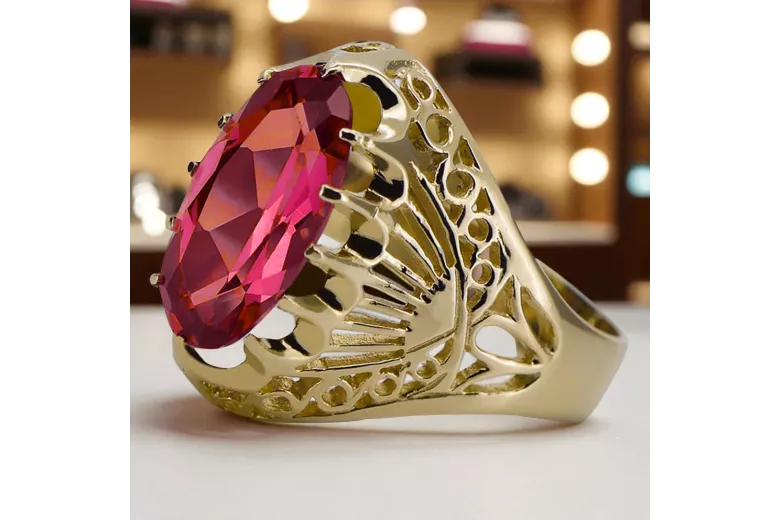Ring Ruby 14K Yellow gold Vintage style vrc020y
