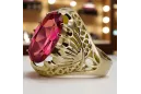 Anneau Style vintage Rubis Or jaune 14 carats vrc020y