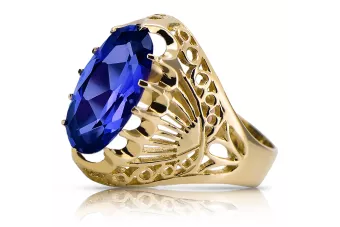 Or jaune 14 carats Saphir Anneau Style vintage vrc020y