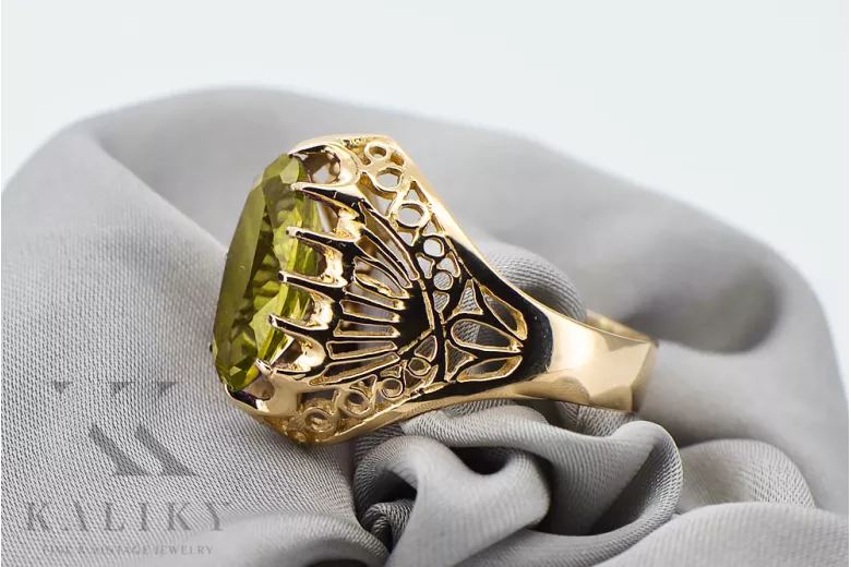 Žltý peridot 14k žlté zlato Vintage vrc020y