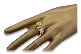 Anneau Artisanat vintage Péridot jaune Or jaune 14 carats vrc020y