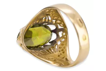 Ring Yellow Peridot 14K Yellow gold Vintage craft vrc020y