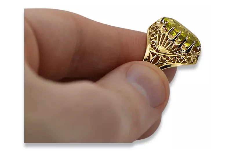 Žltý peridot 14k žlté zlato Vintage vrc020y