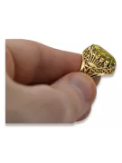 Ring Yellow Peridot 14K Yellow gold Vintage craft vrc020y