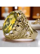 Ring Yellow Peridot 14K Yellow gold Vintage craft vrc020y