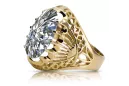 Oro amarillo de 14 quilates Circón Anillo Estilo vintage vrc020y