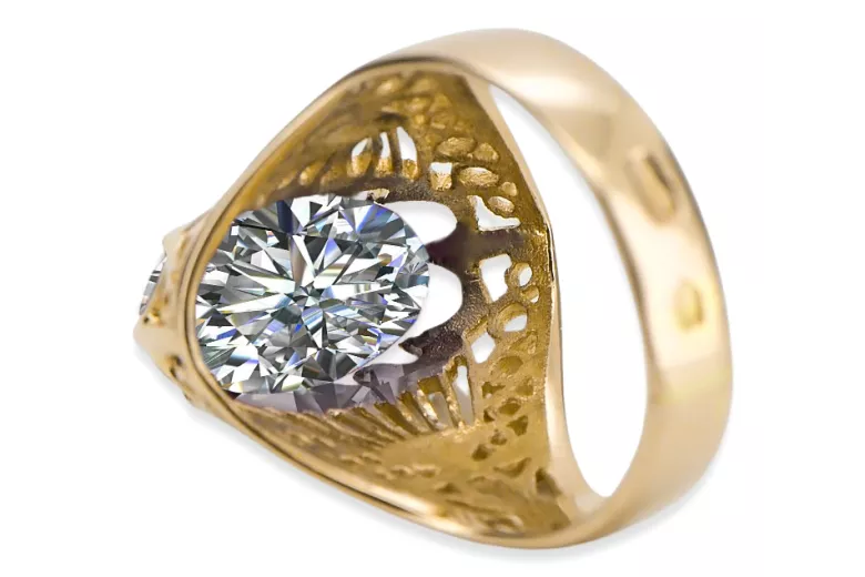 14K Yellow gold Zircon Ring Vintage Jewlery vrc020y