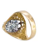 Oro amarillo de 14 quilates Circón Anillo Estilo vintage vrc020y