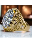 Oro amarillo de 14 quilates Circón Anillo Estilo vintage vrc020y