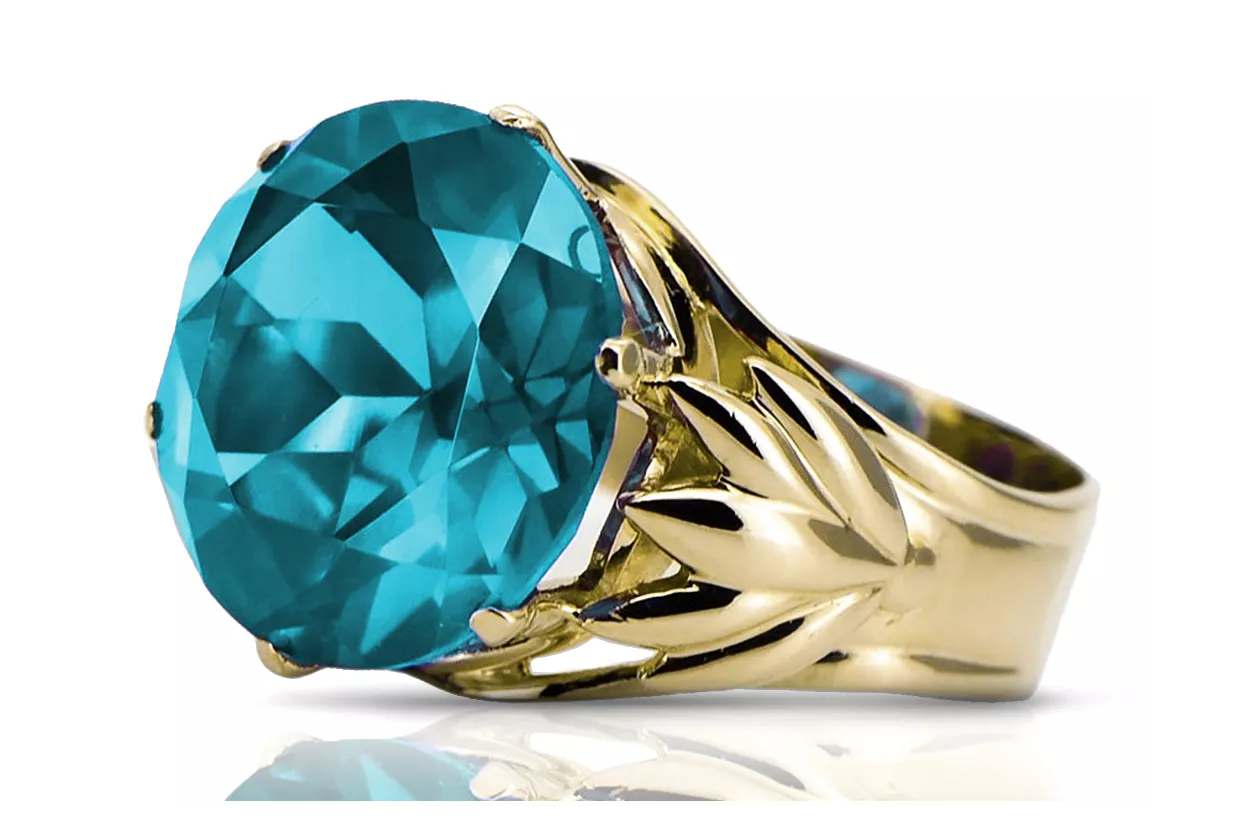 Ring Aquamarin 14 Karat Gelbgold Vintage vrc029y