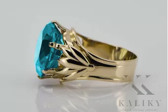 Винтидж бижута Пръстен Аквамарин 14K жълто злато vrc029y