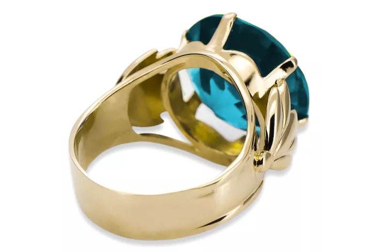 Ring Aquamarin 14 Karat Gelbgold Vintage vrc029y