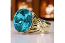 Anillo Aguamarina Oro amarillo de 14 quilates Artesanía vintage vrc029y