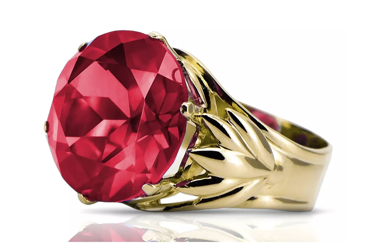 Vintage Schmuck Ring Rubinrot 14 Karat Gelbgold vrc029y