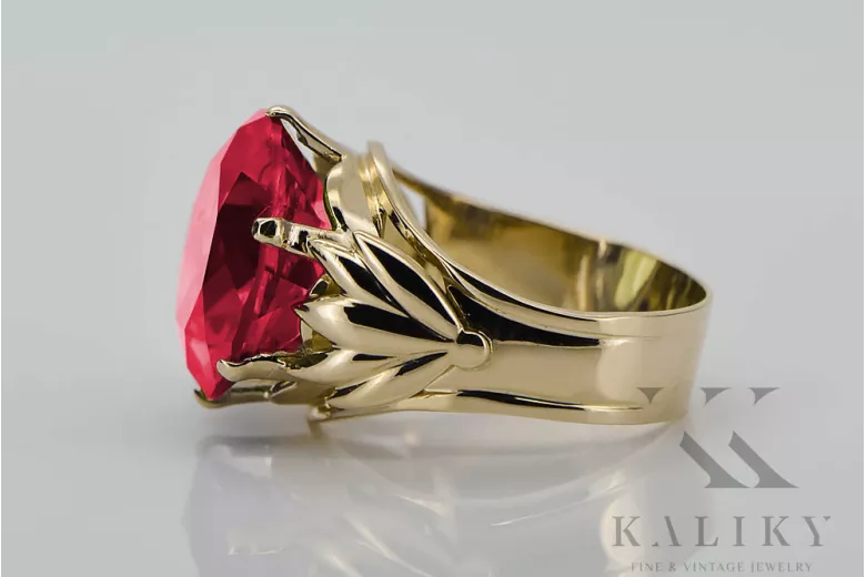 Rubí Oro amarillo de 14 quilates Anillo Artesanía vintage vrc029y