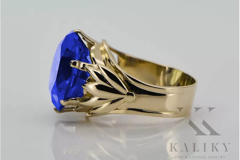 Saphir Or jaune 14 carats Anneau Style vintage vrc029y