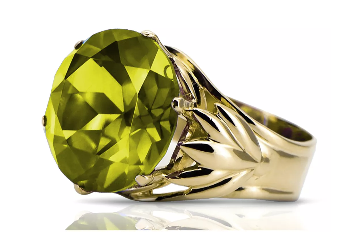 Yellow Peridot 14K Yellow gold Ring Vintage craft vrc029y