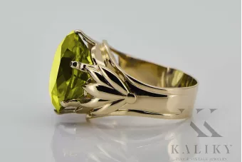 Yellow Peridot 14K Yellow gold Ring Vintage craft vrc029y