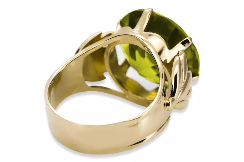 Yellow Peridot 14K Yellow gold Ring Vintage craft vrc029y