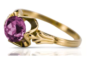 Vintage craft Ring Amethyst 14K Yellow gold vrc023y