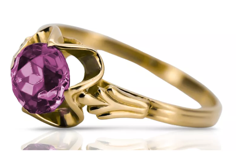 Vintage craft Ring Amethyst 14K Yellow gold vrc023y