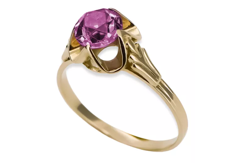 Vintage craft Ring Amethyst 14K Yellow gold vrc023y