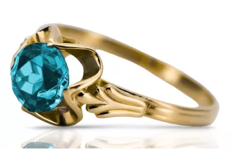 Aur galben 14K Acvamarin Inel Vintage bijuterii vrc023y