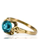Or jaune 14 carats Aigue-marine Anneau Style vintage vrc023y