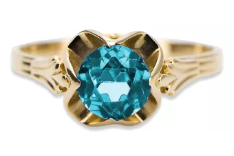 14 Karat Gelbgold Aquamarin Ring Vintage vrc023y