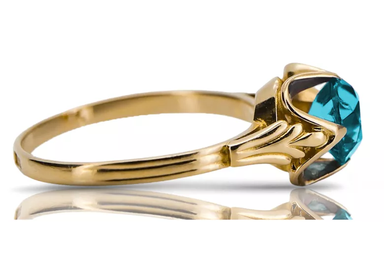 Vintage craft Ring Aquamarine 14K Yellow gold vrc023y