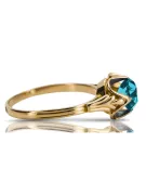 Or jaune 14 carats Aigue-marine Anneau Style vintage vrc023y