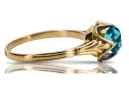 Or jaune 14 carats Aigue-marine Anneau Style vintage vrc023y
