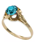 Or jaune 14 carats Aigue-marine Anneau Style vintage vrc023y