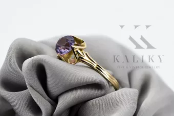 Vintage Handwerk Ring Alexandrit 14 Karat Gelbgold vrc023y