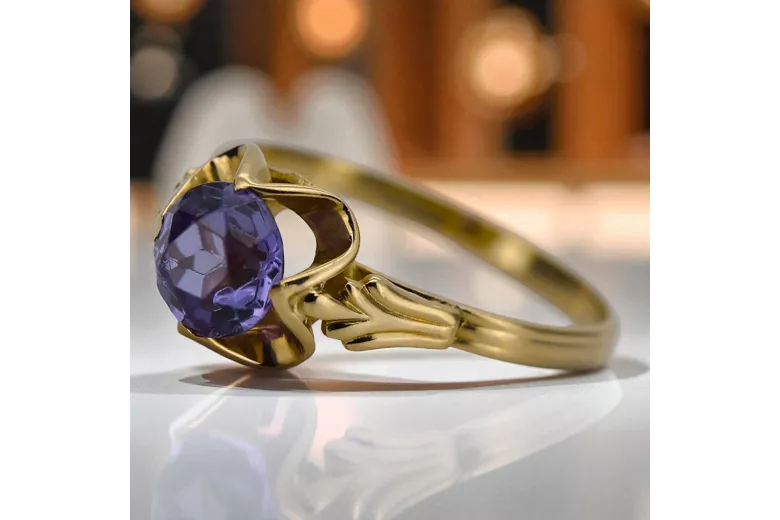 Vintage Handwerk Ring Alexandrit 14 Karat Gelbgold vrc023y