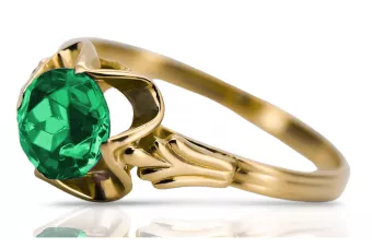 Or jaune 14 carats Émeraude Anneau Style vintage vrc023y