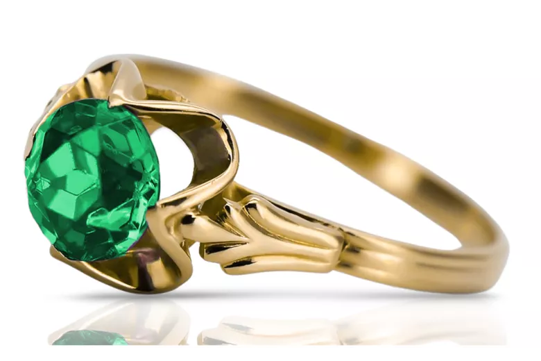 14K Yellow gold Emerald Ring Vintage vrc023y