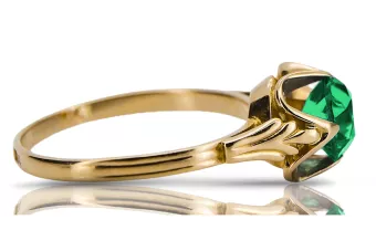 Or jaune 14 carats Émeraude Anneau Style vintage vrc023y