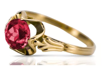 Or jaune 14 carats Rubis Anneau Bijoux vintage vrc023y