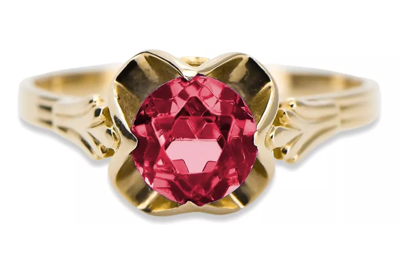 Or jaune 14 carats Rubis Anneau Bijoux vintage vrc023y