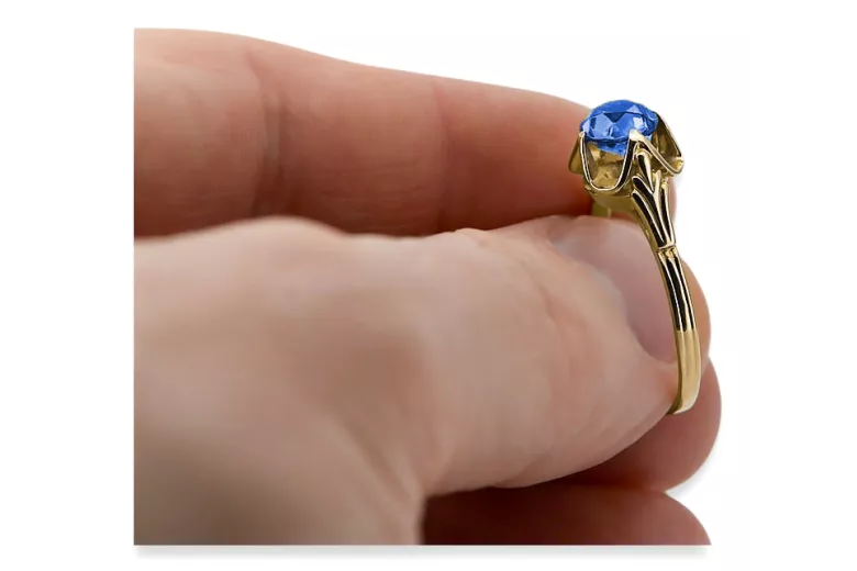 Sapphire 14K Yellow gold Ring Vintage craft vrc023y