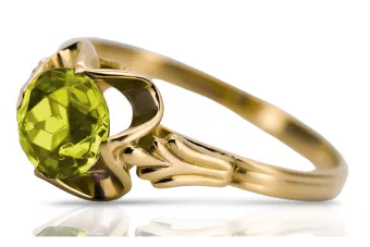 Peridot galben Aur galben 14K Inel Vintage vrc023y