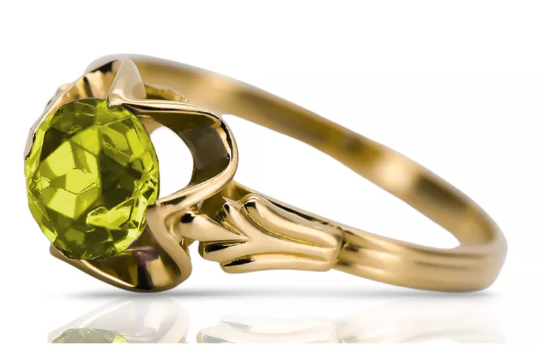Ring Gelber Peridot 14 Karat Gelbgold Vintage Stil vrc023y