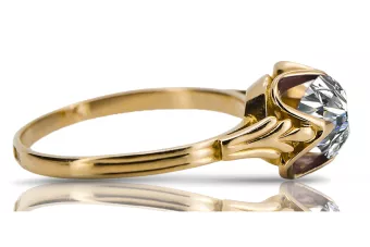 Винтидж стил Пръстен Циркон 14K жълто злато vrc023y