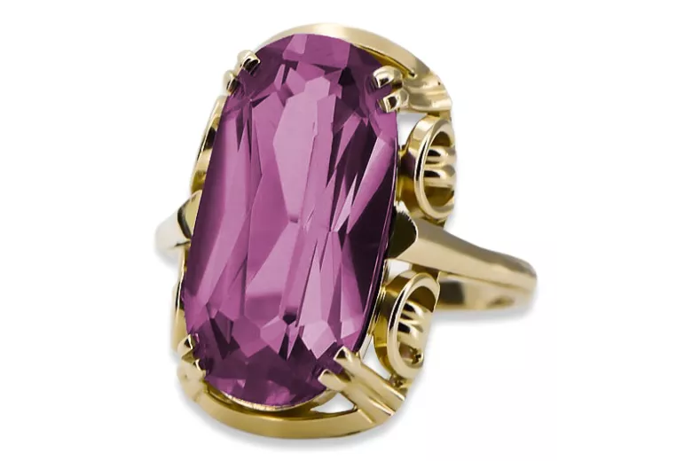 Amethyst 14K Yellow gold Ring Vintage Jewlery vrc038y
