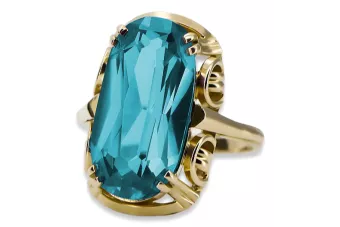 Vintage Anneau Aigue-marine Or jaune 14 carats vrc038y