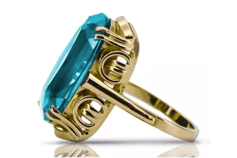 Vintage Anneau Aigue-marine Or jaune 14 carats vrc038y