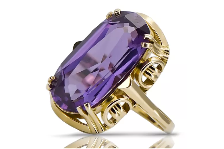 Vintage Schmuck Ring Alexandrit 14 Karat Gelbgold vrc038y