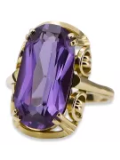 Anneau Alexandrite Or jaune 14 carats Artisanat vintage vrc038y